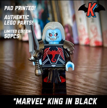 Load image into Gallery viewer, ‘King in Black’ Custom LEGO Minifigure (pad printed)